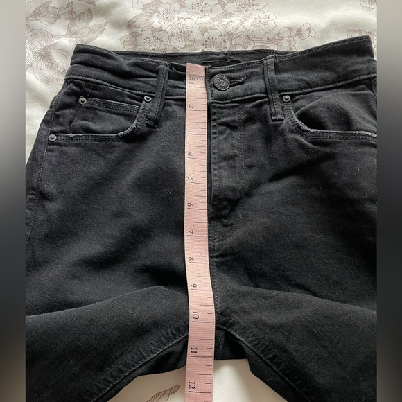 Mother The Cha Cha Fray Not Guilty Black Jeans 24 Crop Flare Ruffle Classic - Picture 10 of 12